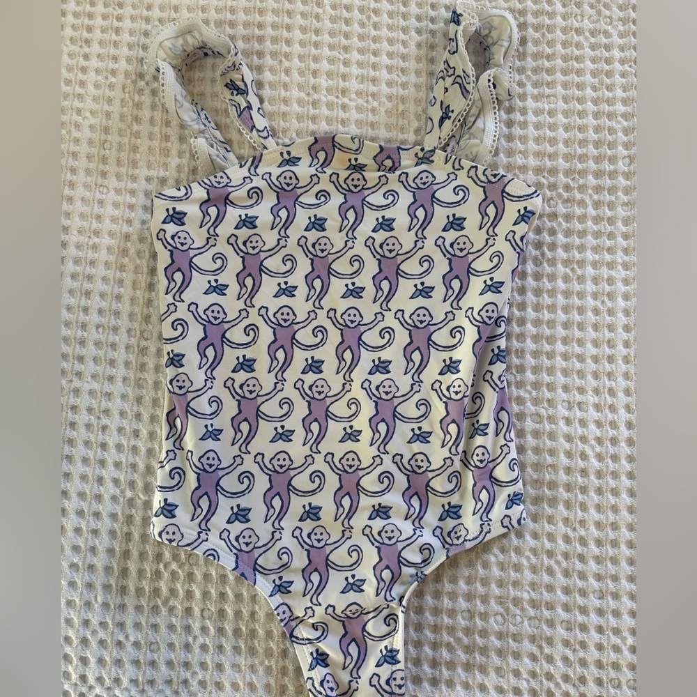 Roller Rabbit Purple and Blue Monkey Print Swimsuit
